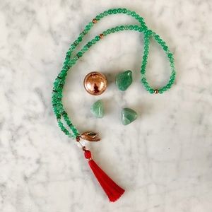 LAST CHANCE‼️ Green Aventurine Red Tassel Mala Necklace